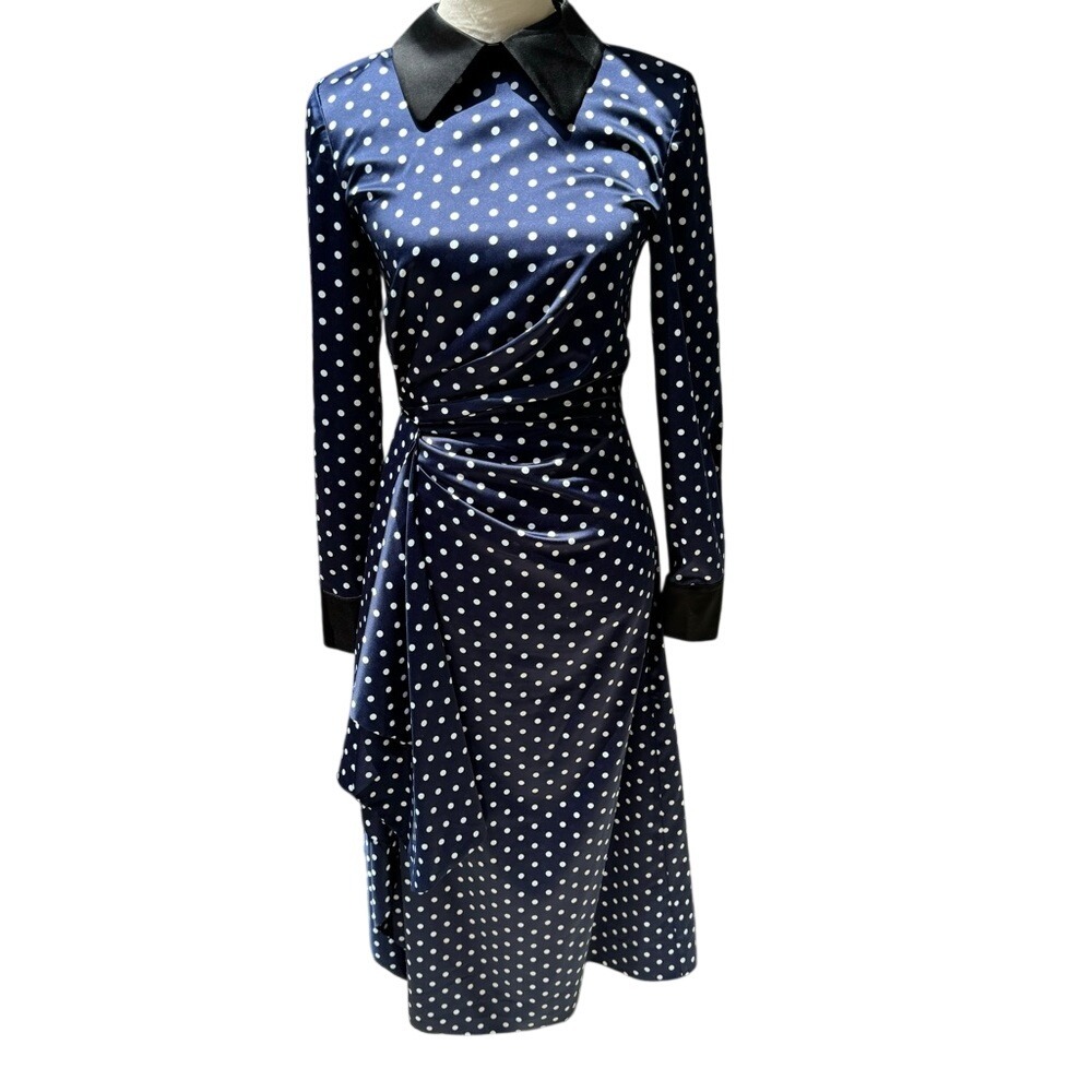 KEEPSAKE.‎ NWOT. Foolish Long Sleeve, Midi Dress in Navy/Porcelain in Pol… - Picture 3 of 15